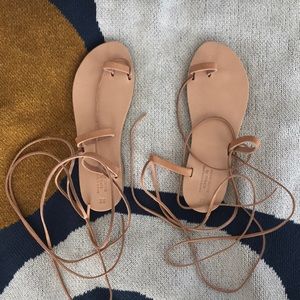 Leather ankle wrap sandals